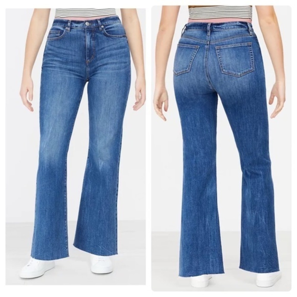 Loft Curvy Fresh Cut High Rise Sandal Flare Jeans PP54